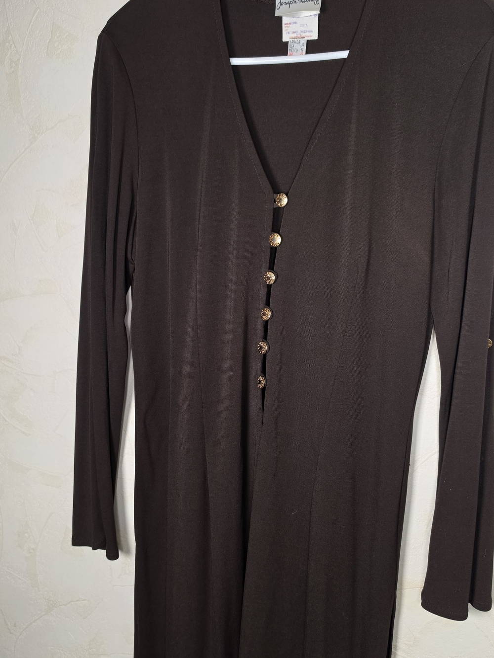 Vtg 90s Y2K Grunge Joseph Ribkoff Maxi Duster with Gold Accents Size 14 XL